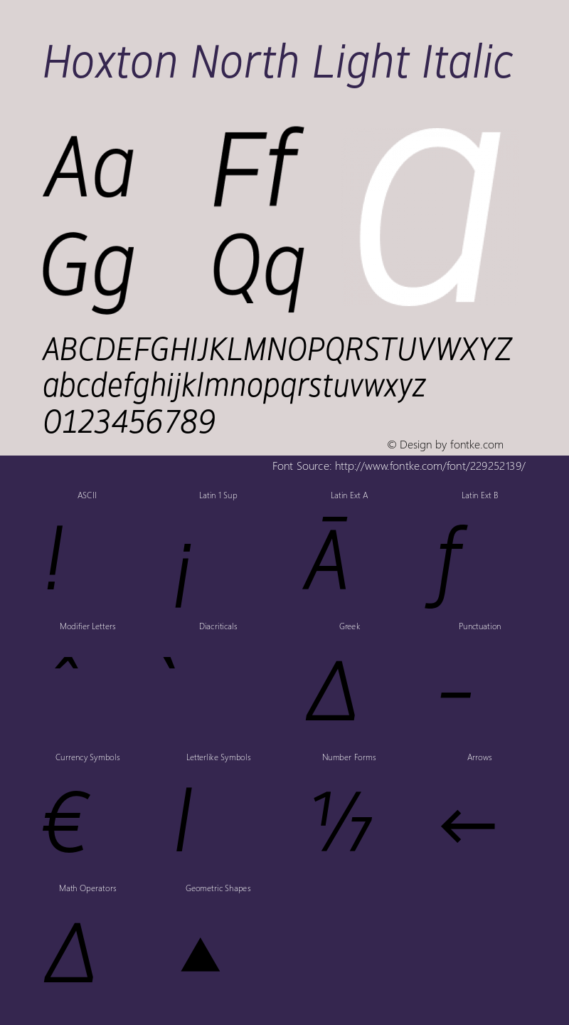 Hoxton North Light Italic Version 1.002;PS 001.002;hotconv 1.0.88;makeotf.lib2.5.64775图片样张