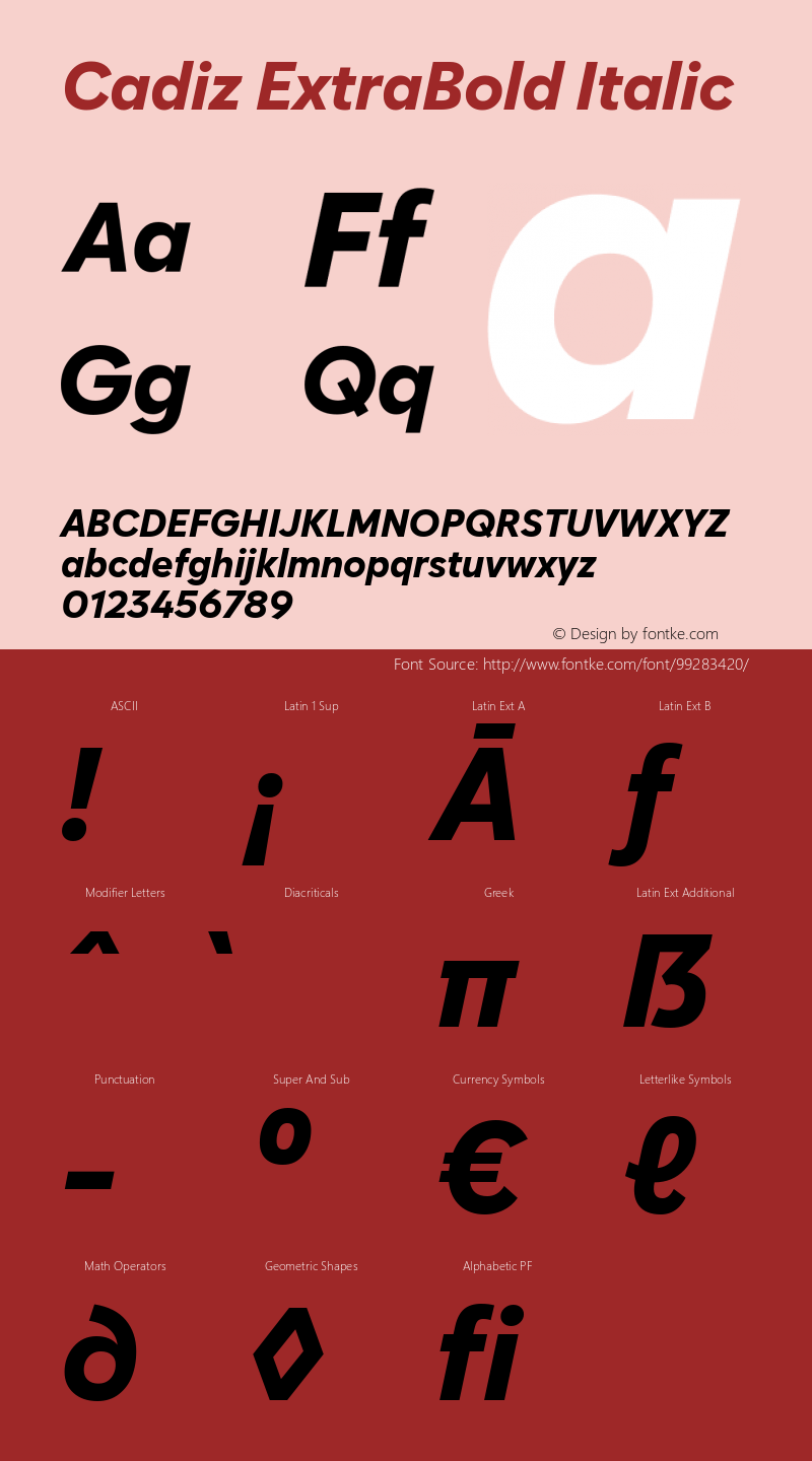 Cadiz ExtraBold Italic 1.000图片样张