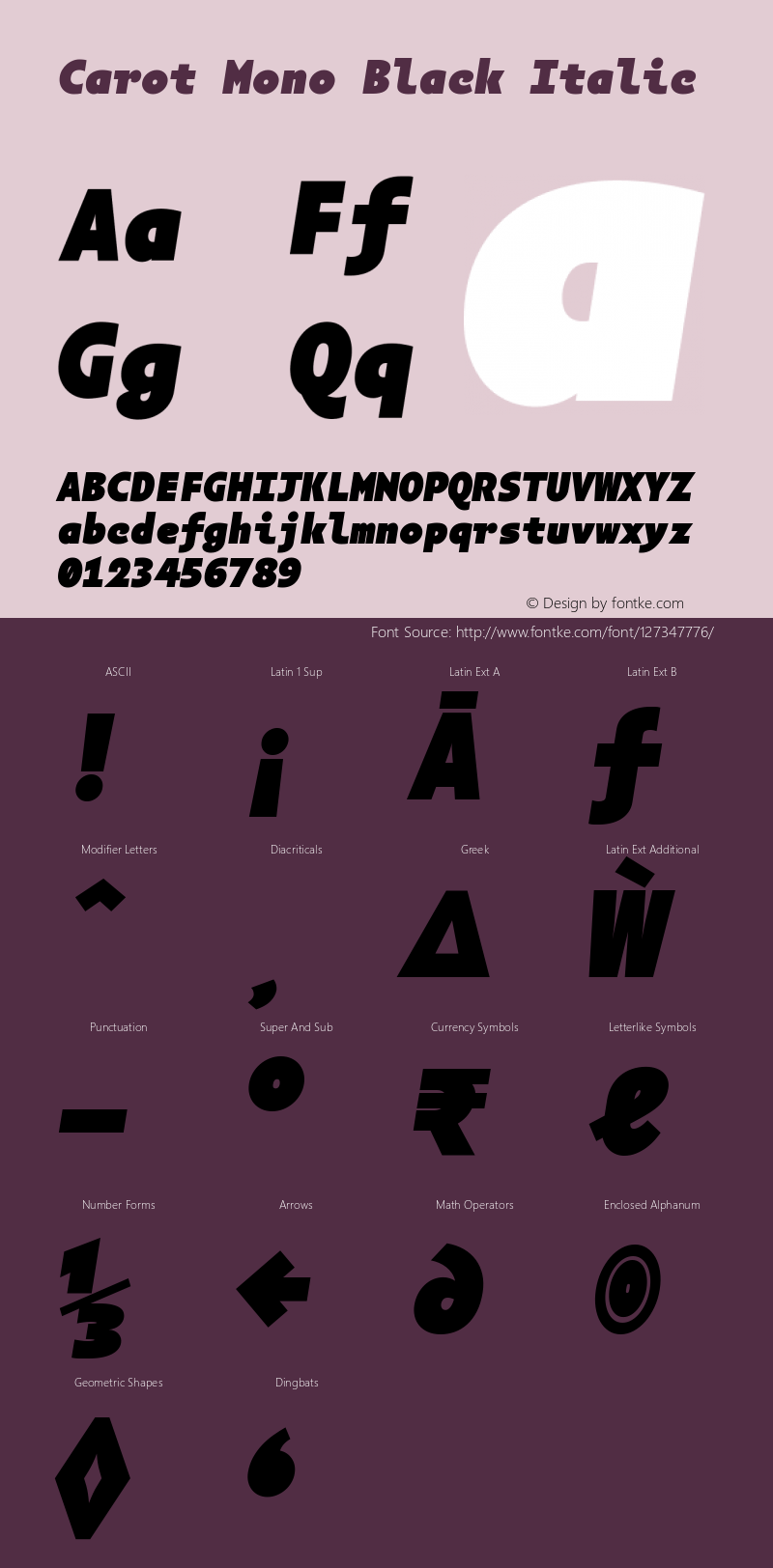 Carot Mono Black Italic Version 1.000图片样张