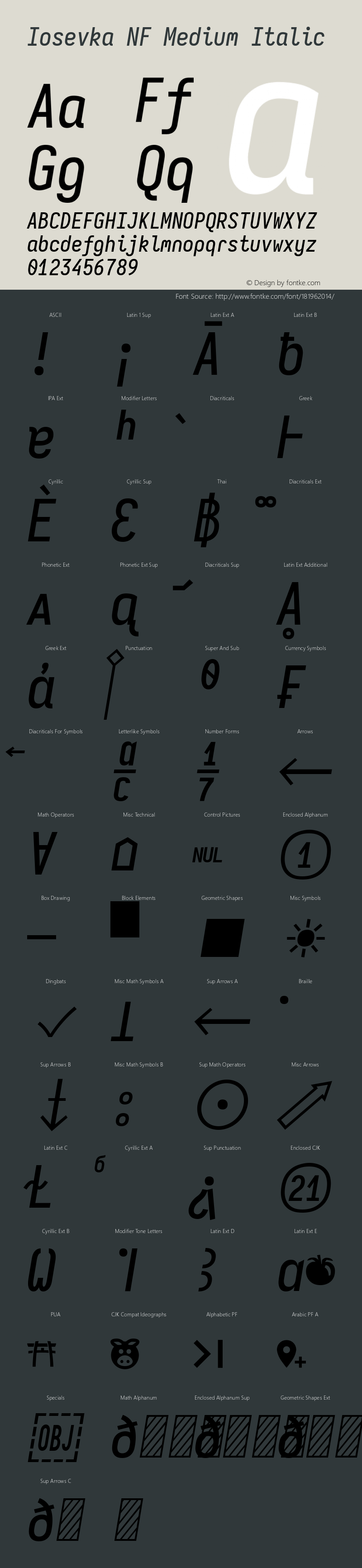 Iosevka Mayukai Serif Medium Italic Nerd Font Complete Mono Windows Compatible Version 10.3.4; ttfautohint (v1.8.4)图片样张