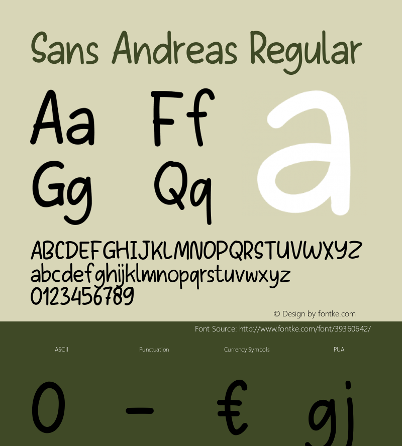 Sans Andreas Regular Version 001.000图片样张