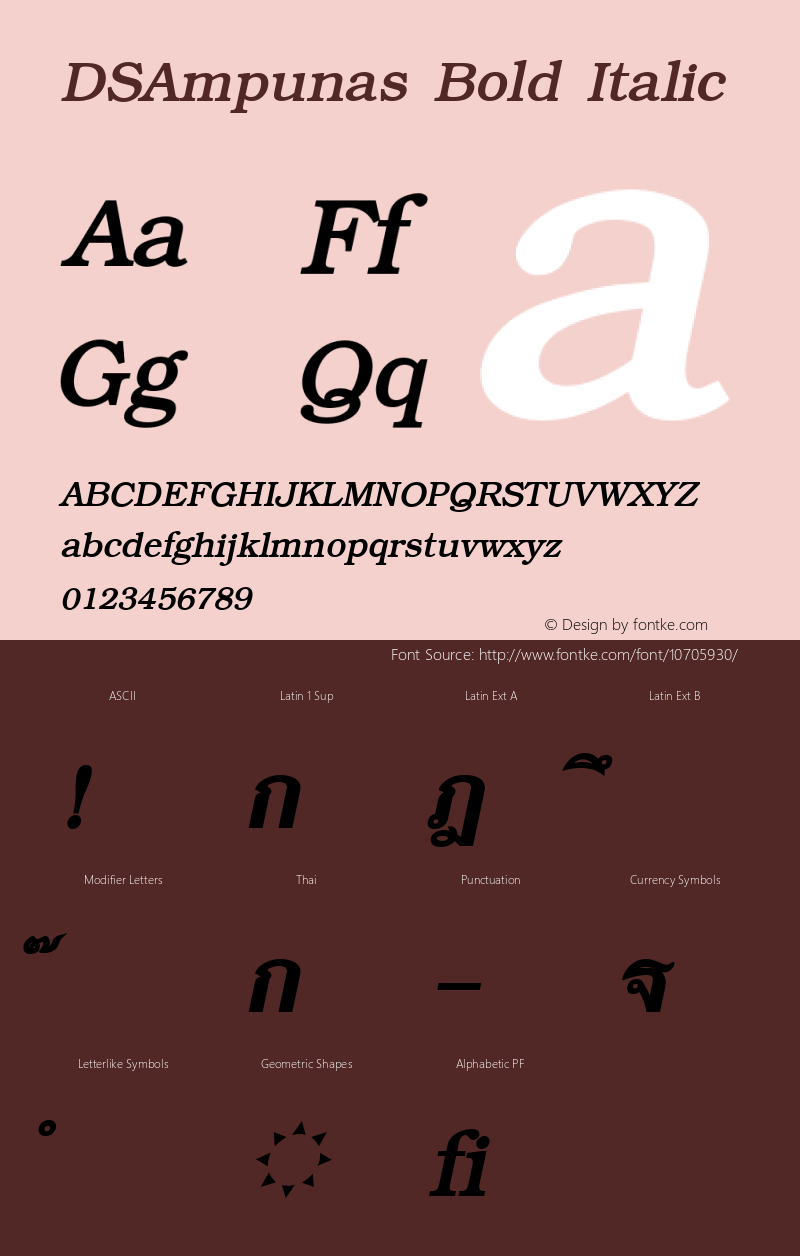 DSAmpunas Bold Italic Version 1.000 2006 initial release图片样张