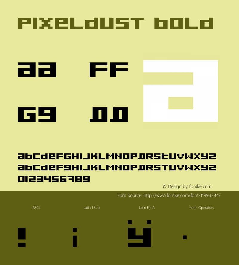 Pixeldust Bold Version 1.0; 2001图片样张