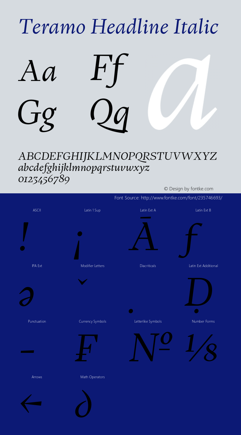 Teramo Headline Italic Version 1.100;FEAKit 1.0图片样张