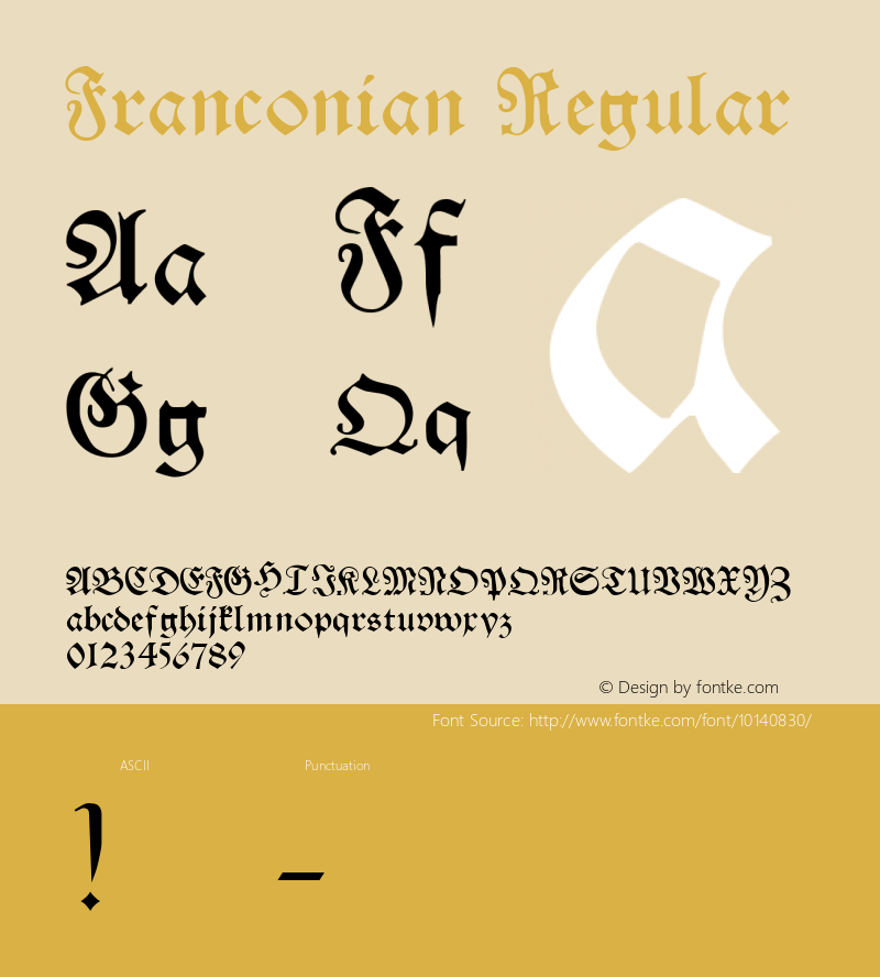Franconian Regular Macromedia Fontographer 4.1 26/04/2005图片样张