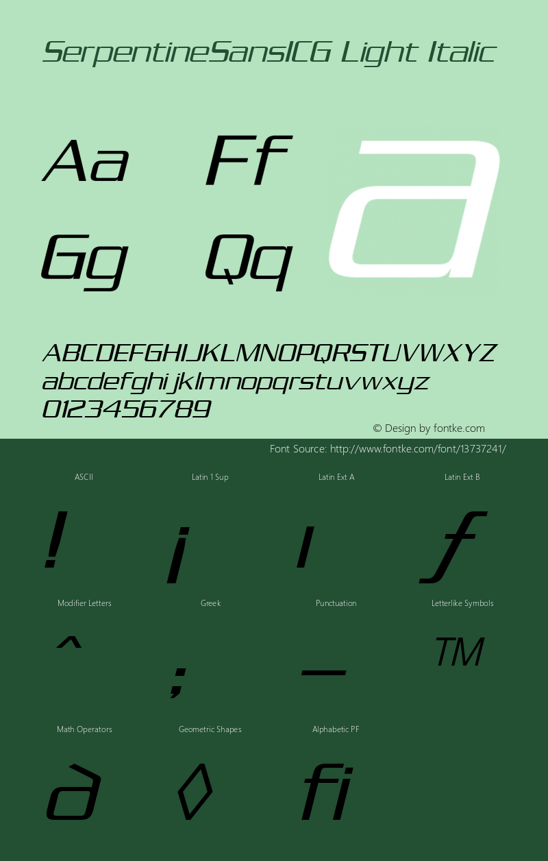 SerpentineSansICG Light Italic Version 001.000图片样张