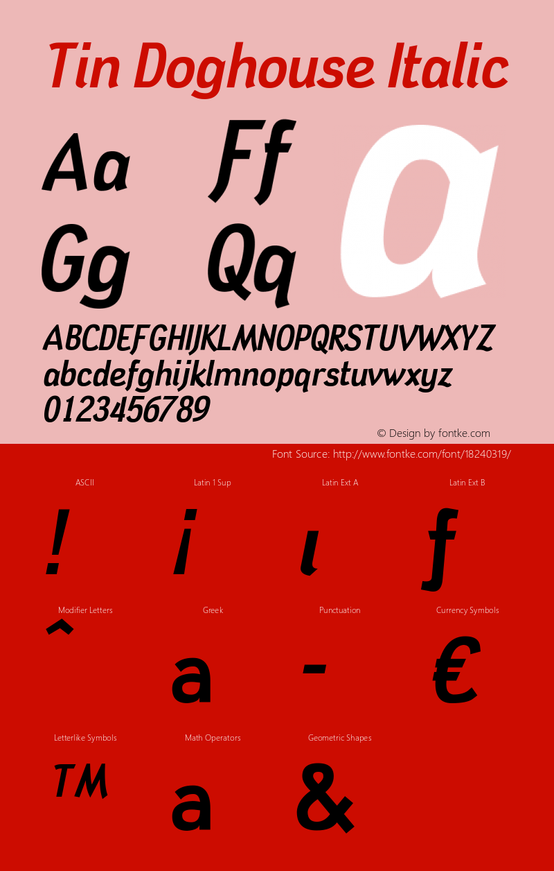 Tin Doghouse Italic Version 1.0, November 2002图片样张