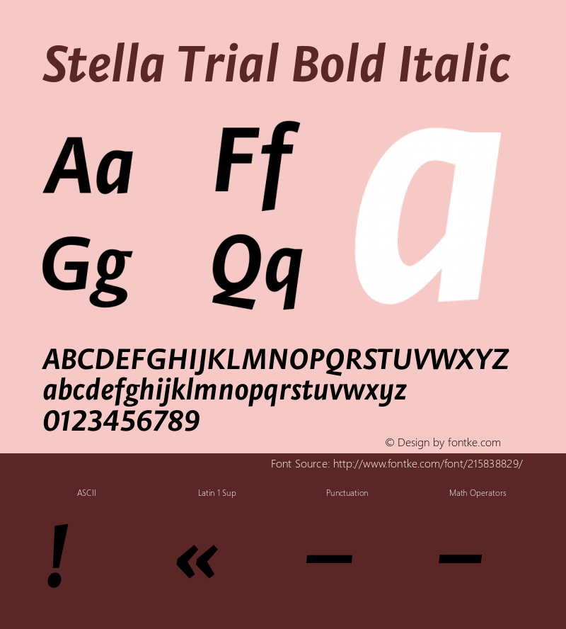 Stella Trial Bold Italic Version 2.000;PS 002.000;hotconv 1.0.88;makeotf.lib2.5.64775图片样张