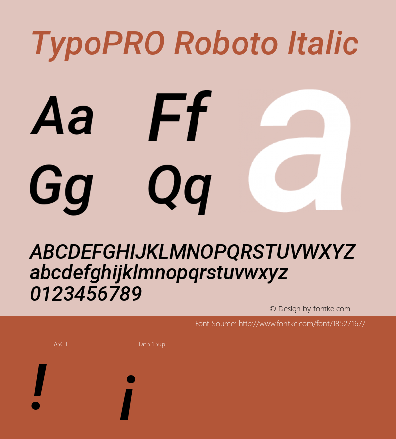 TypoPRO Roboto Italic Version 2.135; 2016图片样张