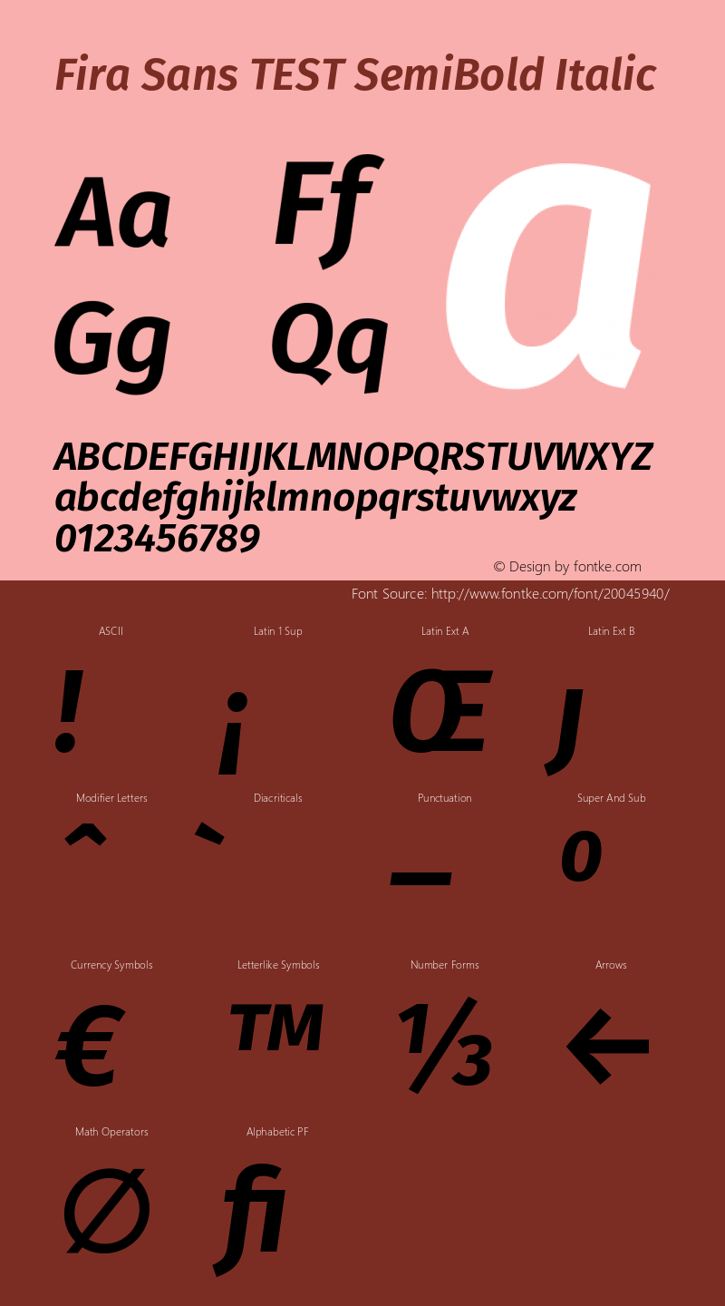 Fira Sans TEST SemiBold Italic Version 4.201图片样张