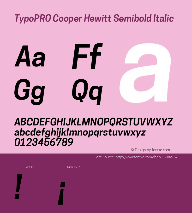 TypoPRO Cooper Hewitt Semibold Italic 1.000图片样张