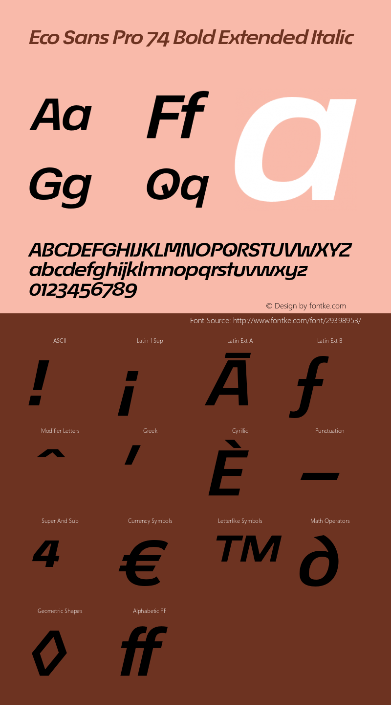 Éco Sans Pro 74 Bold Extended Italic Version 3.013图片样张