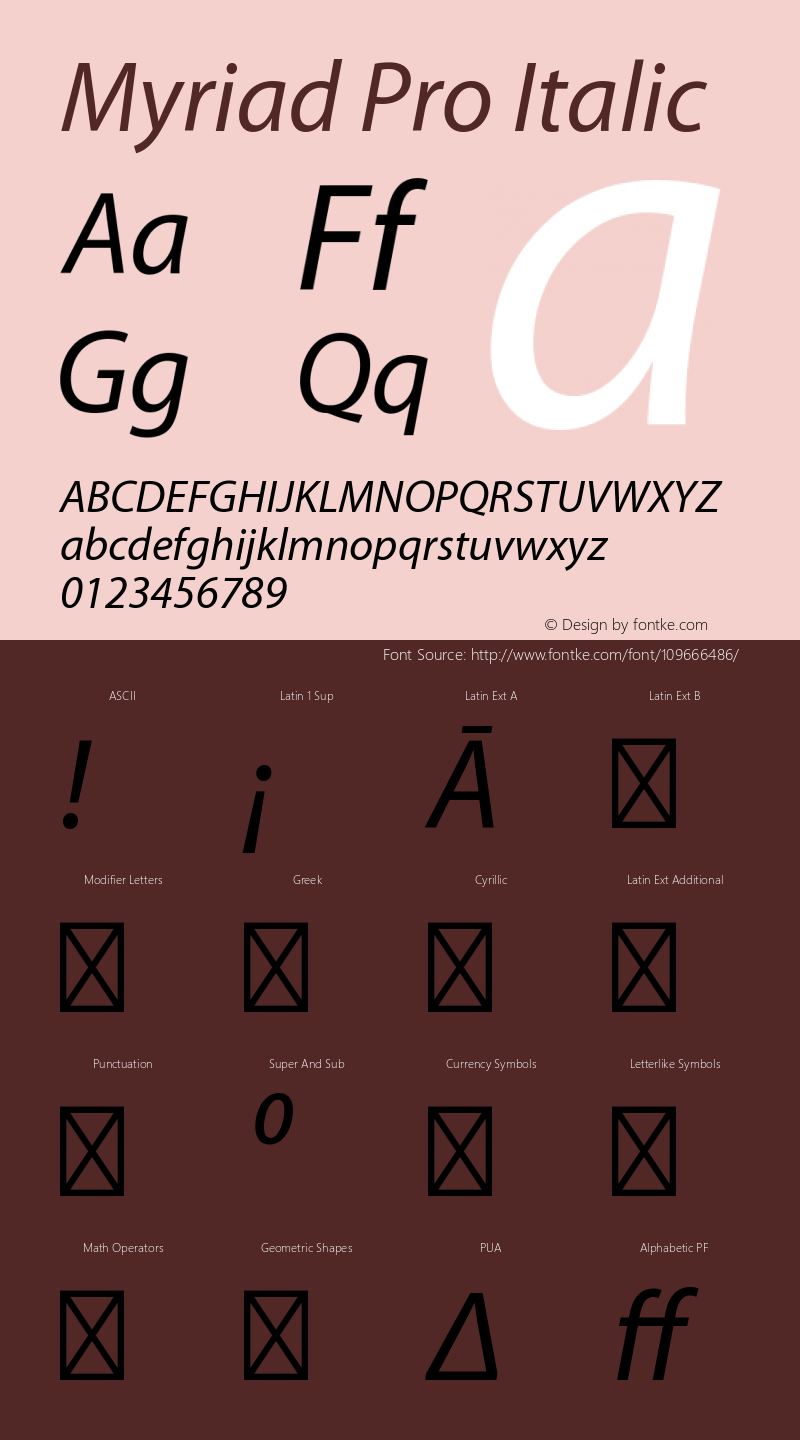 MyriadPro-It OTF 1.006;PS 001.000;Core 1.0.23;hotunix 1.28图片样张