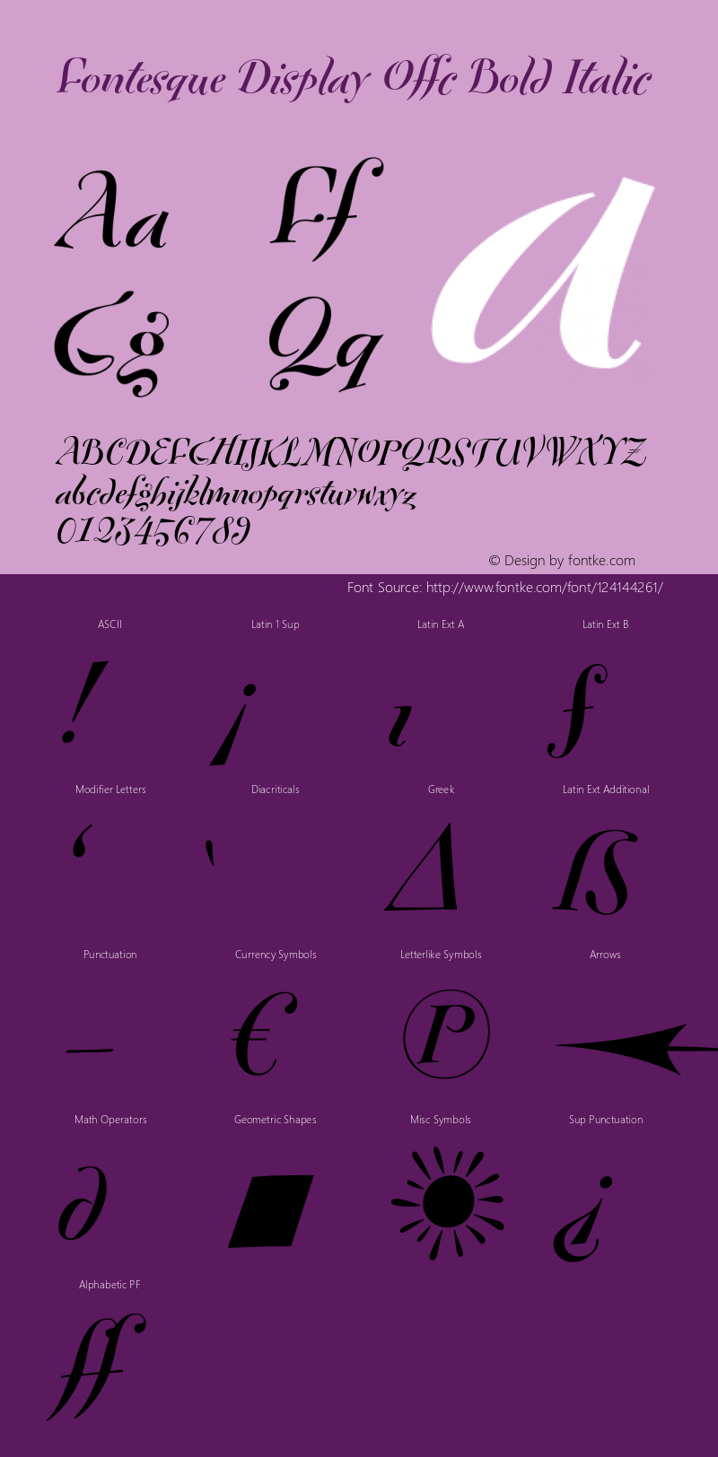 Fontesque Display Offc Bold Italic Version 7.504; 2010; Build 1001图片样张