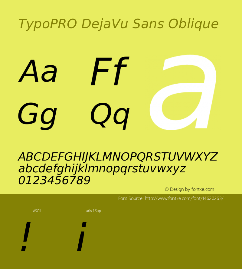 TypoPRO DejaVu Sans Oblique Version 2.34图片样张