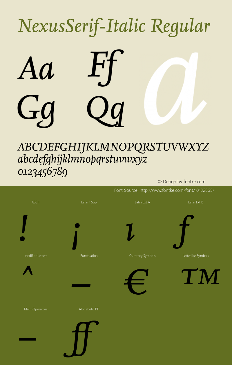 NexusSerif-Italic Regular 4.460图片样张