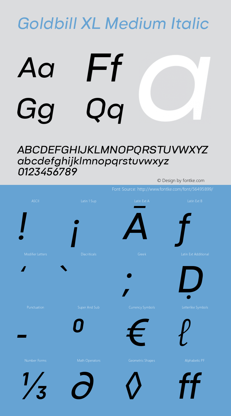 Goldbill XL Medium Italic Version 1.000图片样张