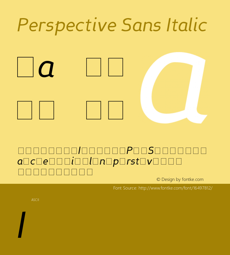 Perspective Sans Italic Altsys Fontographer 4.0 18/1/2001图片样张