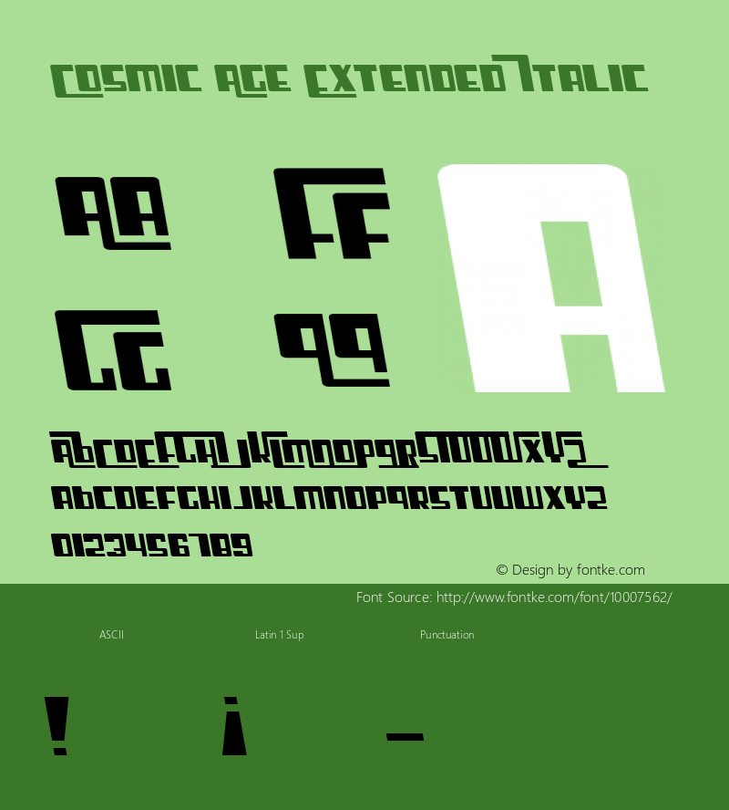 Cosmic Age Extended Italic Macromedia Fontographer 4.1 2/10/99图片样张