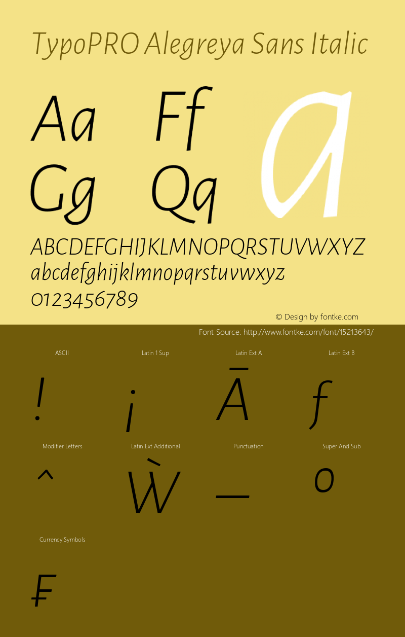 TypoPRO Alegreya Sans Italic Version 1.000;PS 001.000;hotconv 1.0.70;makeotf.lib2.5.58329 DEVELOPMENT图片样张