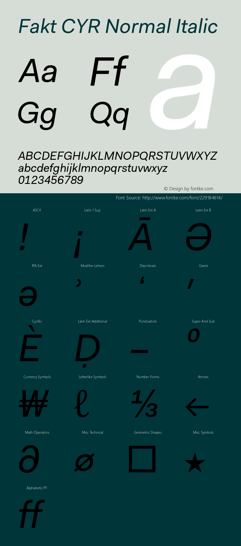 FaktCYR-NormalItalic Version 4.001; build 0001图片样张