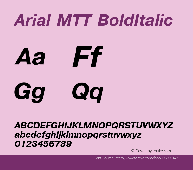 Arial MTT BoldItalic TrueType Maker version 1.00.03图片样张