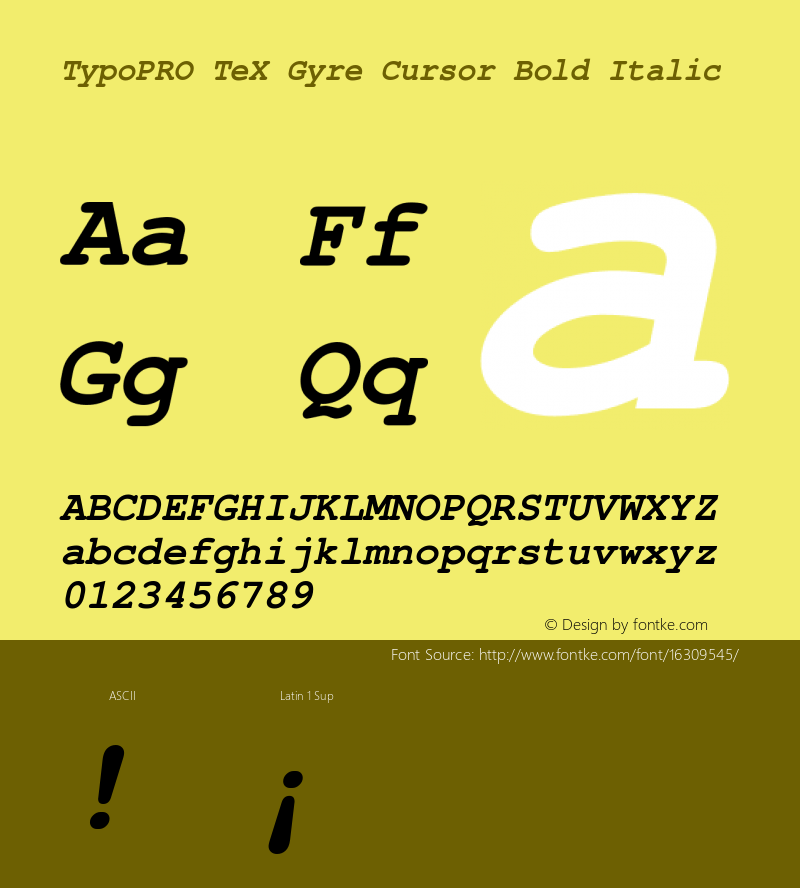 TypoPRO TeX Gyre Cursor Bold Italic Version 2.004;PS 2.004;hotconv 1.0.49;makeotf.lib2.0.14853图片样张