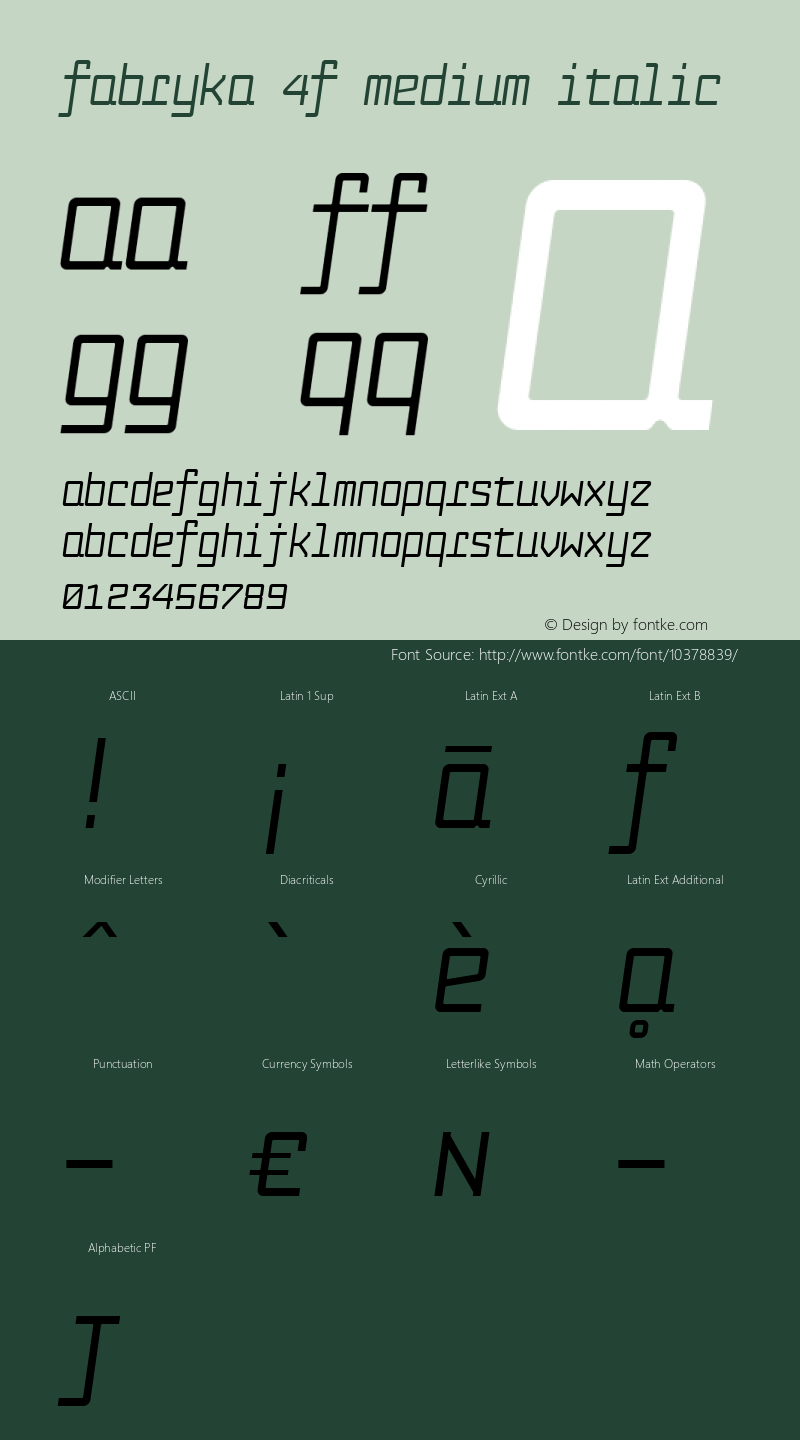 Fabryka 4F Medium Italic 1.2图片样张