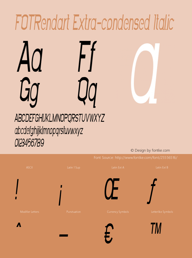 FOTRendart-ExtracondensedItalic Version 1.000图片样张