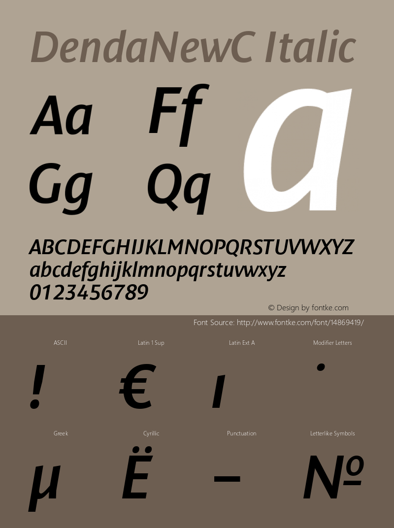 DendaNewC Italic Version 001.001图片样张