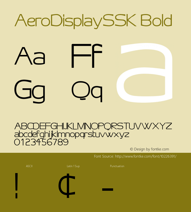 AeroDisplaySSK Bold Macromedia Fontographer 4.1 7/25/95图片样张