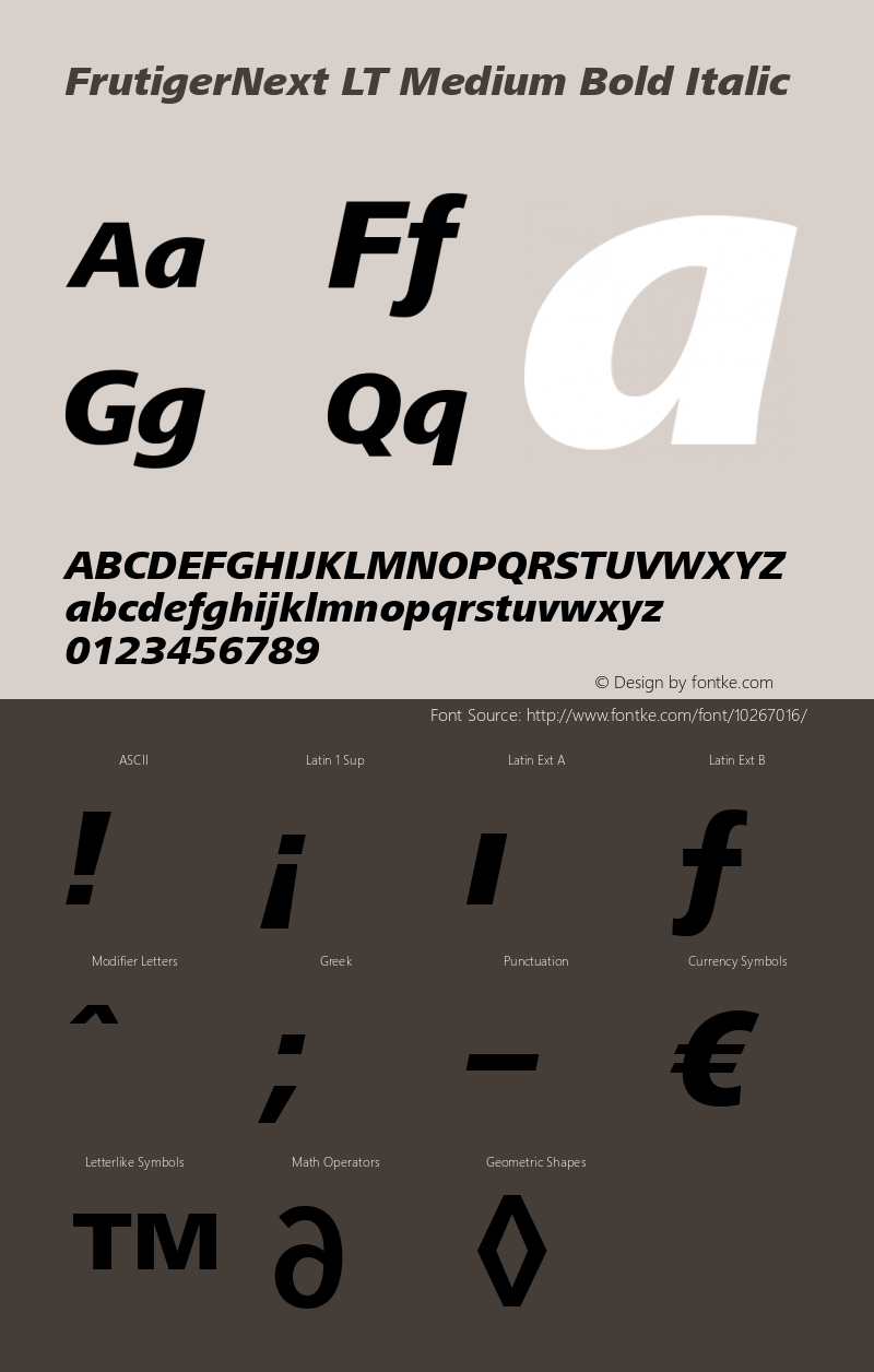 FrutigerNext LT Medium Bold Italic Version 2图片样张