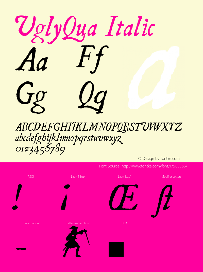 UglyQua Italic 1.0 2004-11-06图片样张