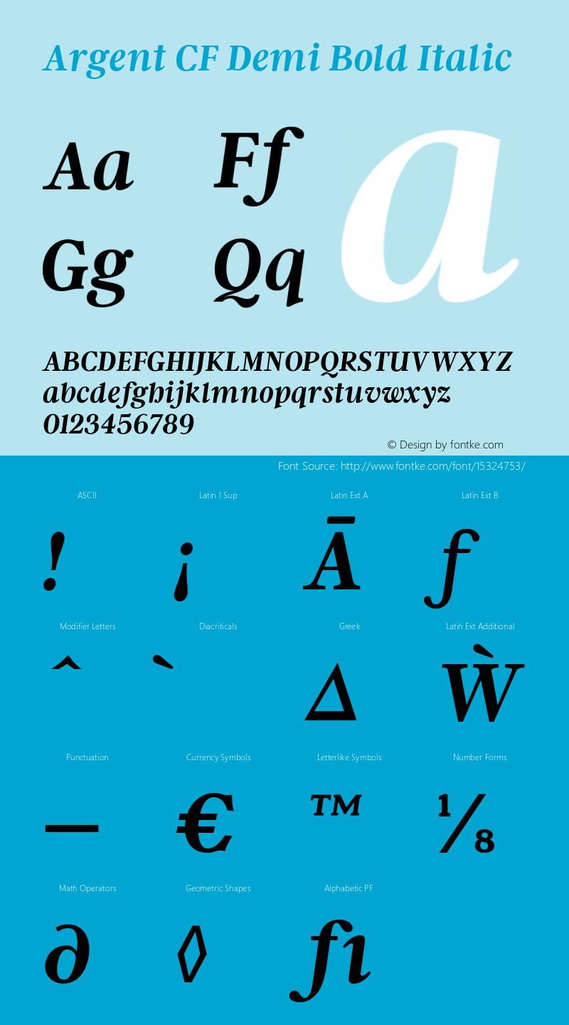 Argent CF Demi Bold Italic Version 1.000图片样张