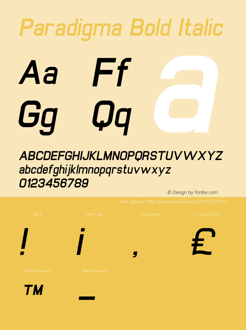 Paradigma Bold Italic Version 1.00图片样张