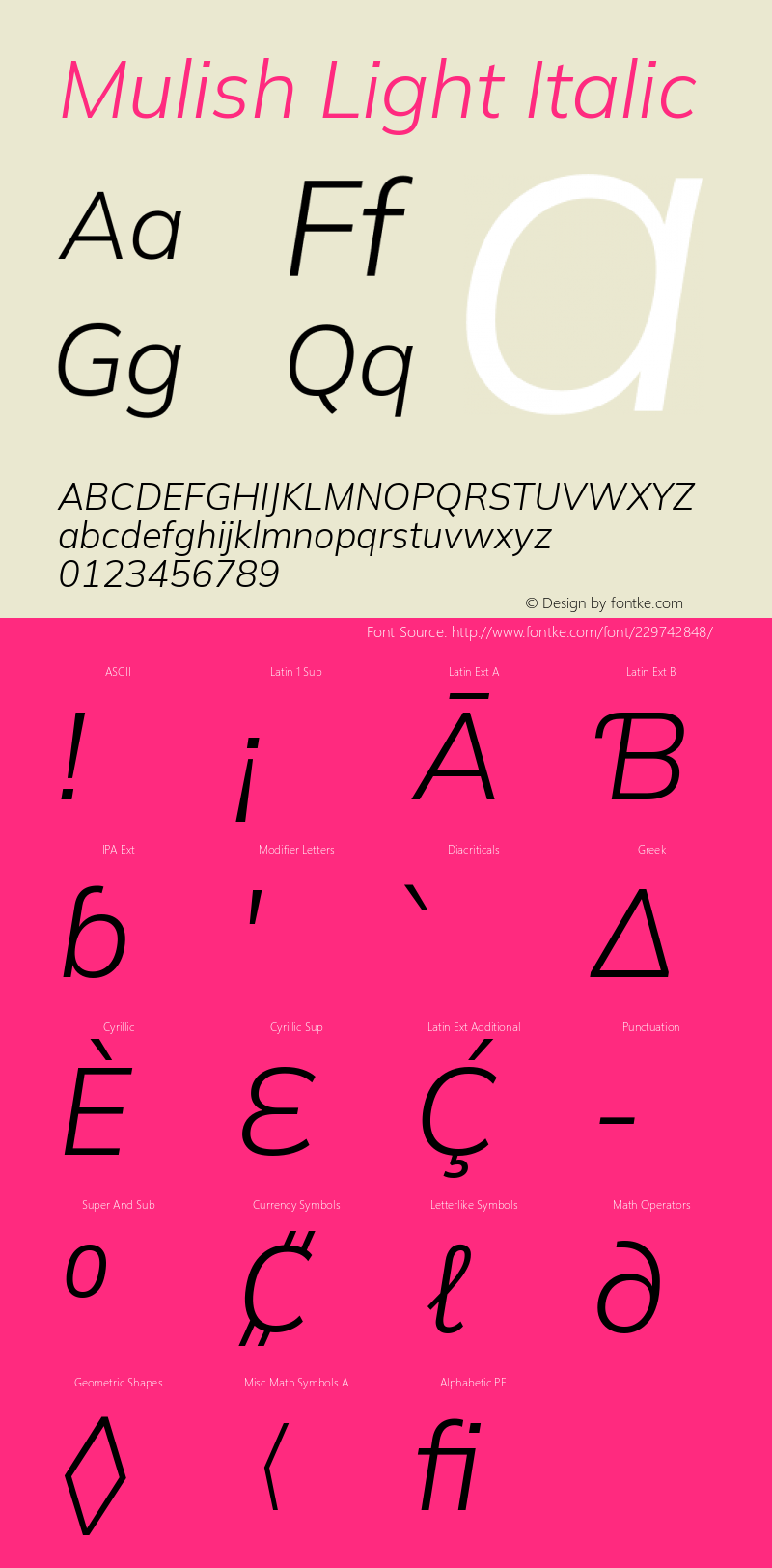 Mulish Light Italic Version 3.603; ttfautohint (v1.8.3)图片样张