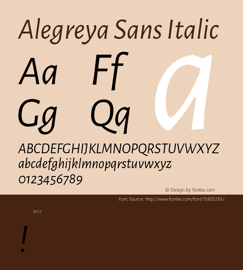 Alegreya Sans Italic Version 1.000;PS 001.000;hotconv 1.0.70;makeotf.lib2.5.58329 DEVELOPMENT; ttfautohint (v1.4.1)图片样张