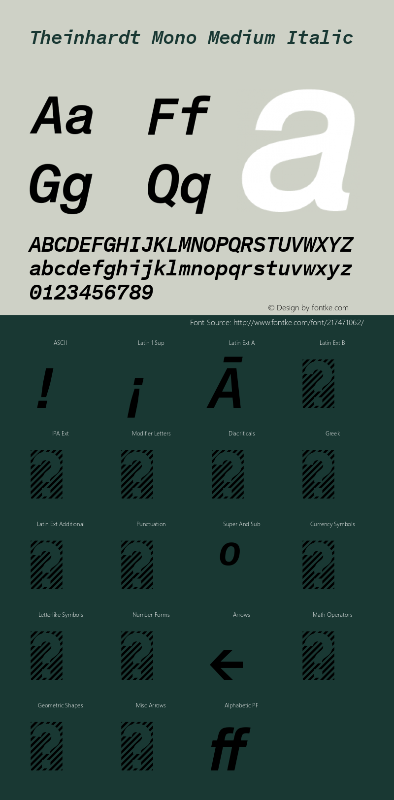 Theinhardt Mono Medium Italic Version 1.002; build 0002图片样张