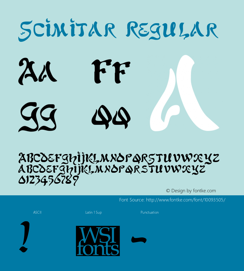 Scimitar Regular The IMSI MasterFonts Collection, tm 1995, 1996 IMSI (International Microcomputer Software Inc.)图片样张