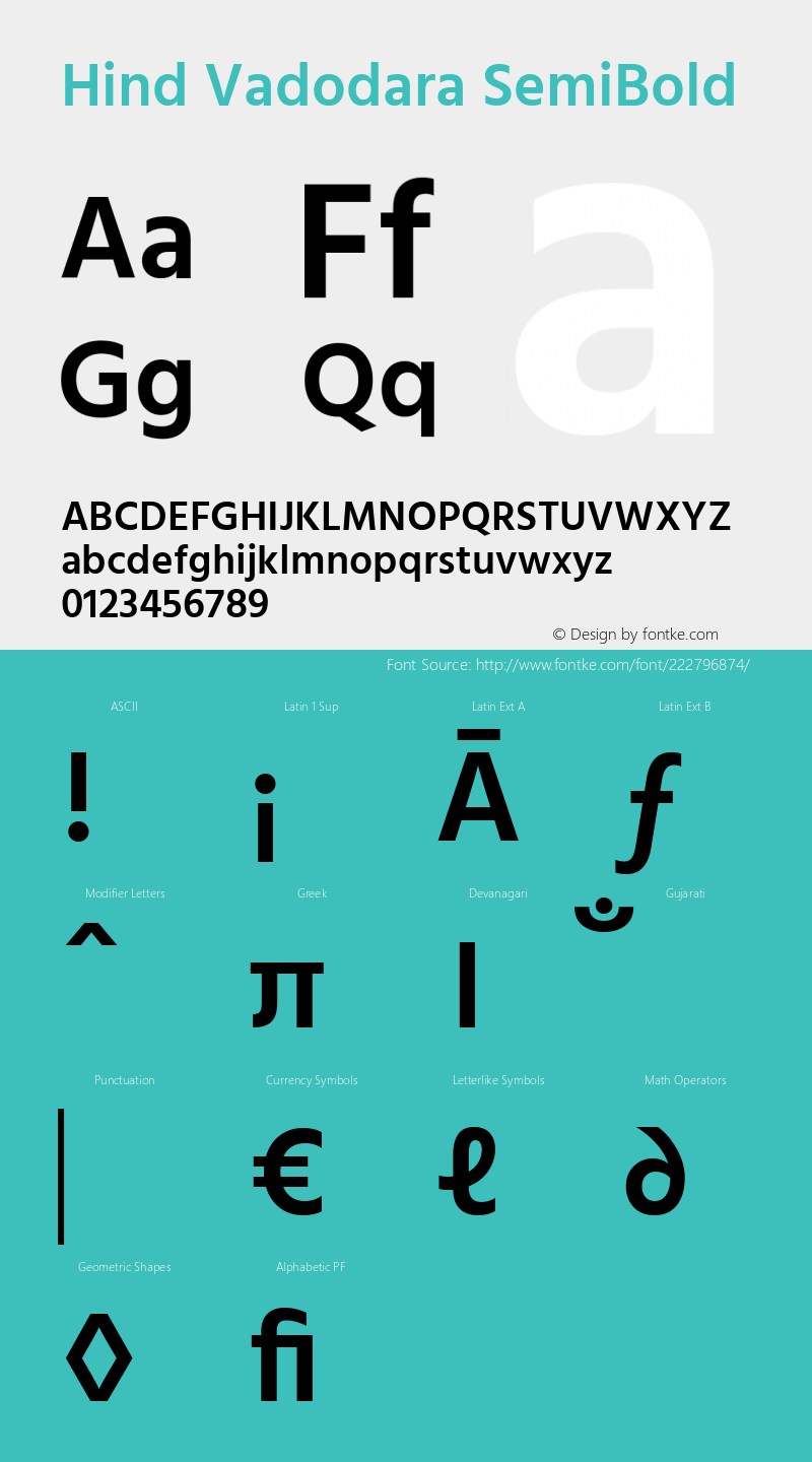 Hind Vadodara SemiBold Version 1.001;PS 1.0;hotconv 1.0.86;makeotf.lib2.5.63406; ttfautohint (v1.5.33-1714) -l 8 -r 50 -G 200 -x 13 -D latn -f gujr -w G -W -c -X 