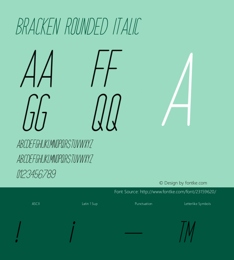 Bracken Rounded Italic Version 1.000;PS 001.000;hotconv 1.0.88;makeotf.lib2.5.64775图片样张