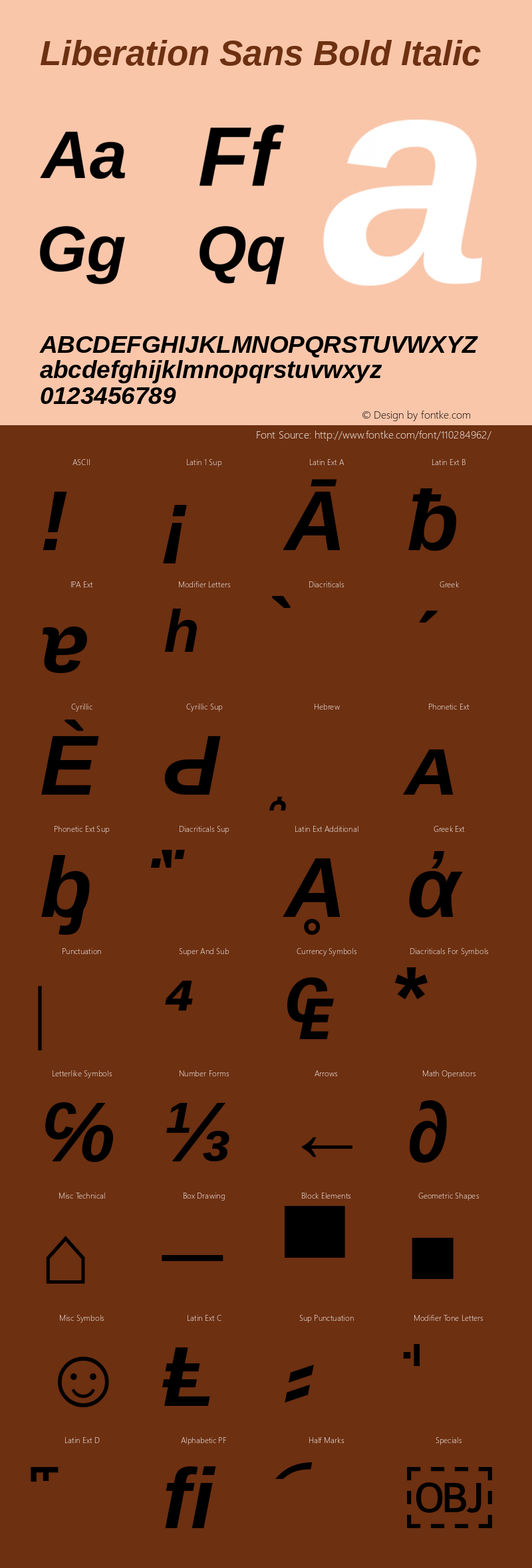Liberation Sans Bold Italic Version 2.1.2图片样张