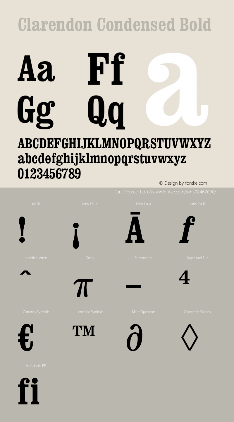 Clarendon Condensed Bold Version 1.3 (Hewlett-Packard)图片样张