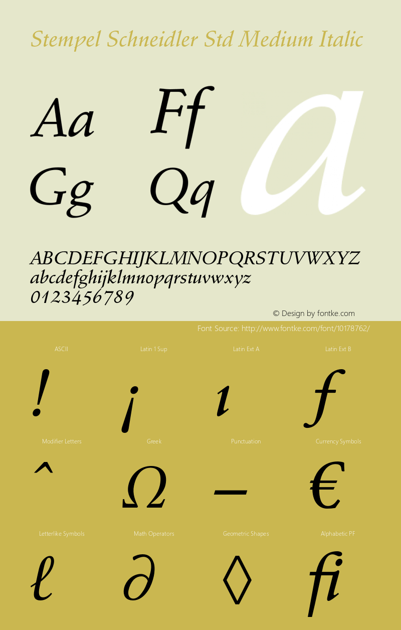 Stempel Schneidler Std Medium Italic OTF 1.029;PS 001.003;Core 1.0.33;makeotf.lib1.4.1585图片样张