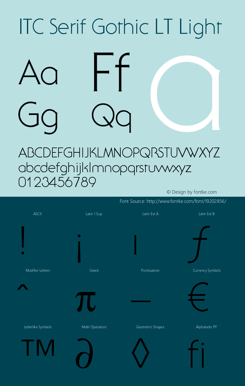 ITC Serif Gothic LT Light Version 006.000图片样张