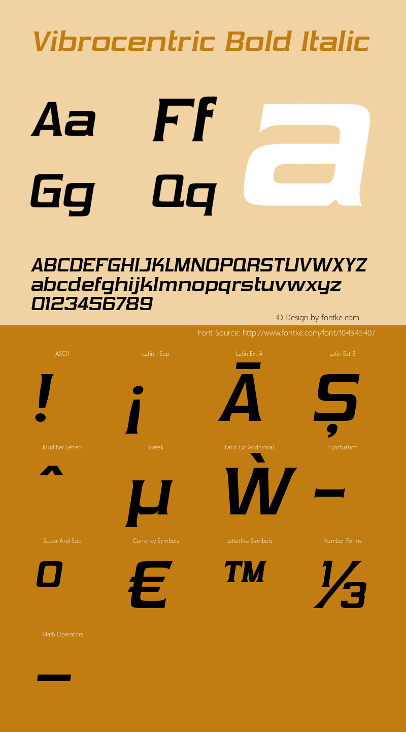 Vibrocentric Bold Italic Version 4.000图片样张