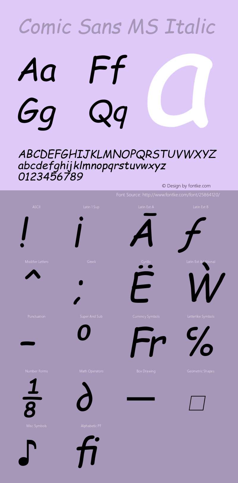 Comic Sans MS Italic Version 5.14图片样张