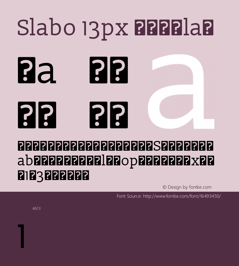 Slabo 13px Regular Version 1.02 Build 005a图片样张