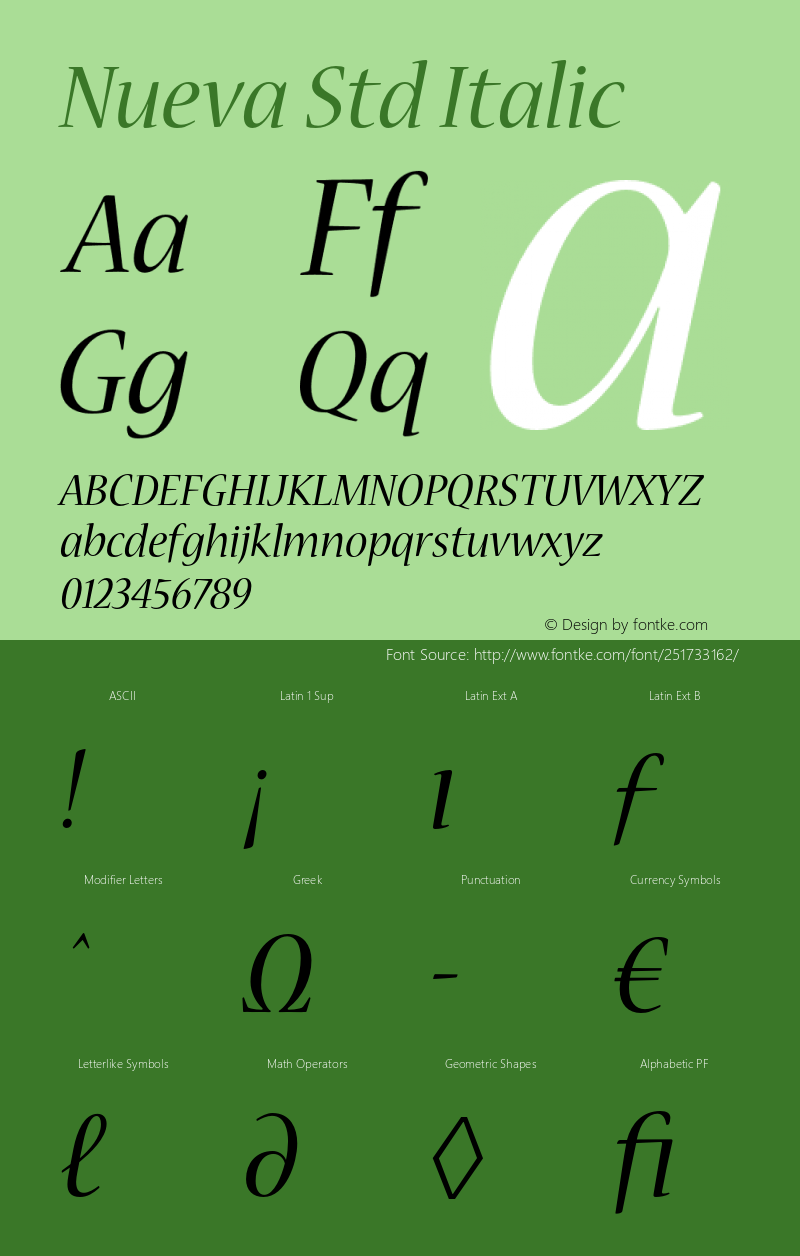 NuevaStd-Italic Version 2.081;PS 002.000;hotconv 1.0.67;makeotf.lib2.5.33168图片样张