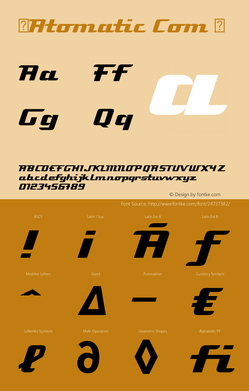 ☞Atomatic Com Version 1.30;com.myfonts.mti.atomatic.linotypeatomatic.wfkit2.iW9S图片样张